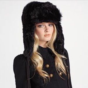 NWT Juicy Couture Black Faux Fur Trapper Hat